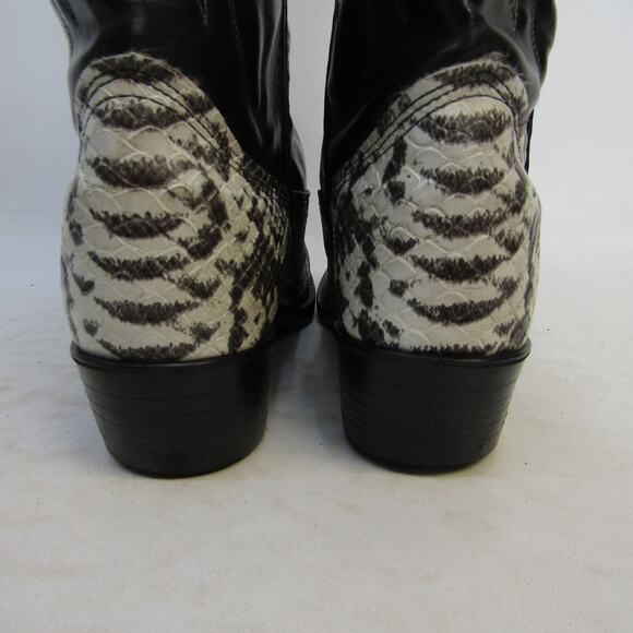 Mens Size 8.5 D Black Leather Snake Print Cowboy Western Boots main image 4